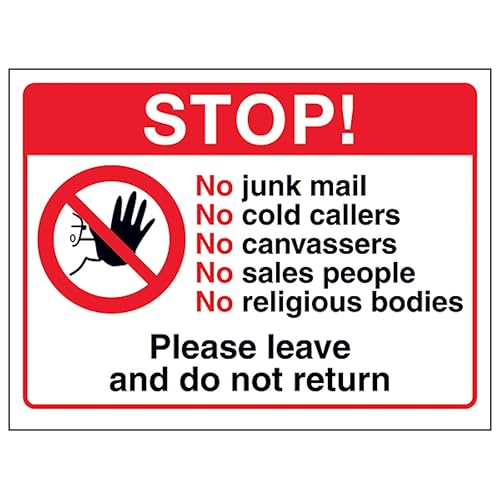 V Safety Stop! No Junk Mail, No Cold...Please Leave and Do... - Maison & Cuisine en promo à 2.10€