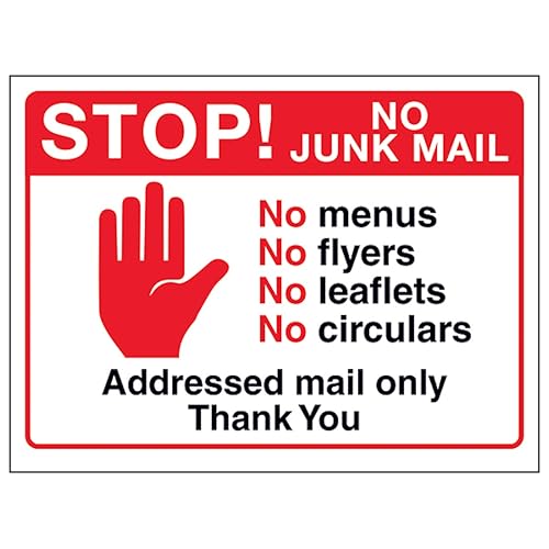V Safety Stop! No Junk Mail, No Menus...Addressed Mail... - Maison & Cuisine Amazon Royaume-Uni à 1.94€