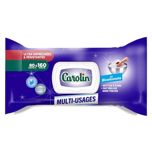 Carolin Lingettes Multi-Surfaces au Bicarbonate x80 - Sports & Fitness Amazon France à 3.99€