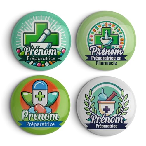 Badge préparateur, préparatrice en Pharmacie 56mm - Fournitures Bureau Amazon France à 3.00€