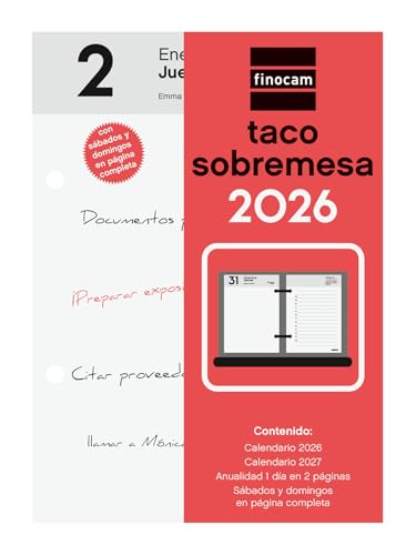 Finocam - Bloc de bureau 2026 2 pages Jour Janvier 2026... en promo à 2,56€ (-52%) sur Amazon FR