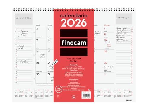Finocam Sous-main à spirale pour mois Vista 2026 Janvier... - Bricolage & Outils Amazon France à 8.56€
