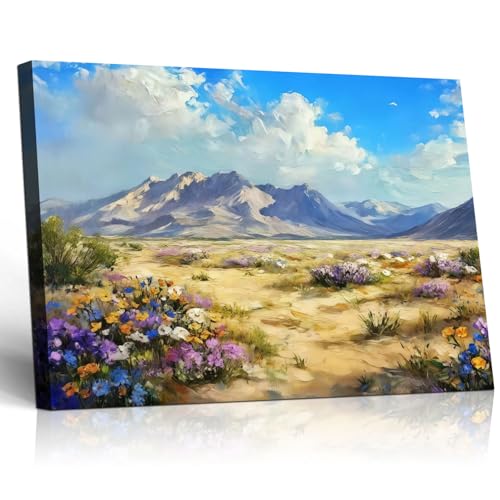 Framed Desert Landscape Wall Art Mountains and Wildflowers... - Maison & Cuisine Amazon Royaume-Uni à 1.00€