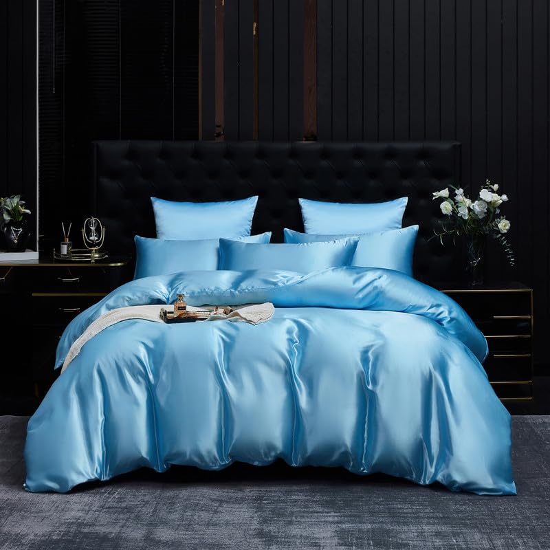 Gezu Bettbezug, Satin, 220 x 240 cm, hellblau, Bettwäsche... - Home & Kitchen Amazon Germany à 26.18€