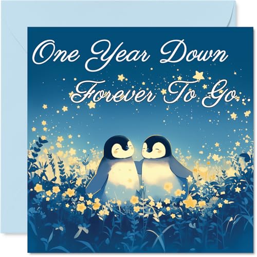 1st Anniversary Card - Penguins in Love One Year Down... - Auto & Moto en promo à 2.12€