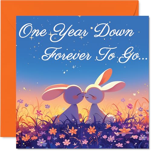 1st Anniversary Card - Rabbits in Love One Year Down... - Auto & Moto Amazon Royaume-Uni à 2.40€