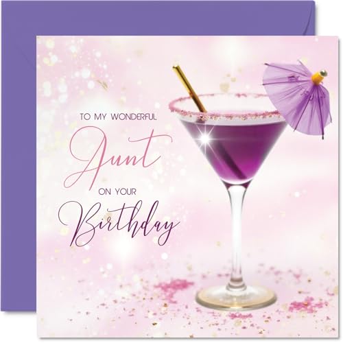 Aunt Birthday Card - Purple Cocktail - Happy Birthday Card... - Auto & Moto Amazon Royaume-Uni à 1.94€