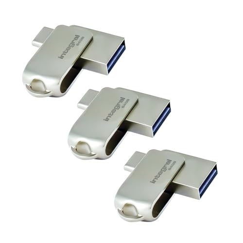 Integral 3 Pack 64GB 360-Dual USB 3.2 Gen 1 Type C and Type... - Vente Flash Amazon -74%