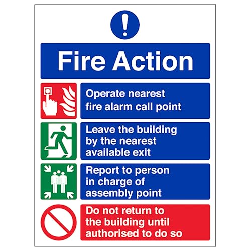 V Safety 4 Point Fire Action Notice 150 x 200mm - 2mm Rigid... - Maison & Cuisine en promo à 1.64€
