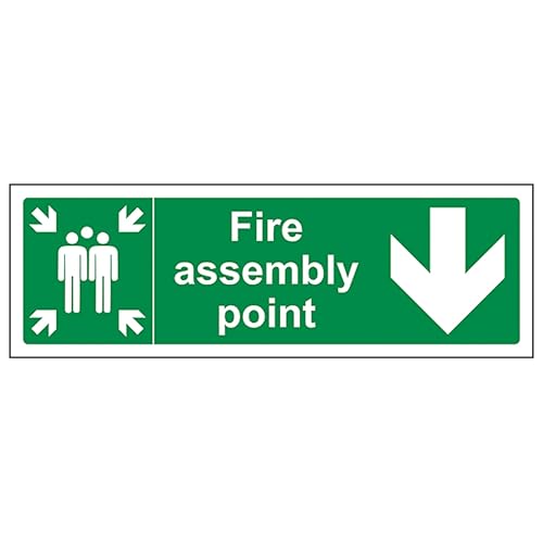 V Safety Fire Assembly Point Arrow Down 450 x 150 mm - 3mm... - Maison & Cuisine Amazon Royaume-Uni à 2.51€
