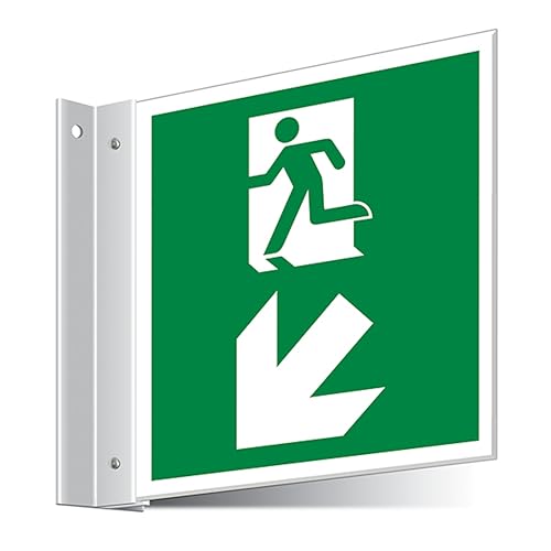 V Safety Fire Exit Down Left/Right Corridor Sign 150 x 150... - Maison & Cuisine en promo à 1.77€