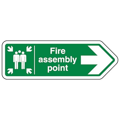 V Safety Fire Assembly Point Arrow Right - Shaped Sign 300... - Maison & Cuisine Amazon Royaume-Uni à 2.57€
