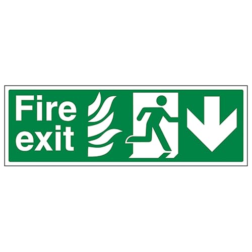 V Safety NHS Fire Exit Arrow Down 300 x 100 mm - 2mm Rigid... - Maison & Cuisine Amazon Royaume-Uni à 2.13€