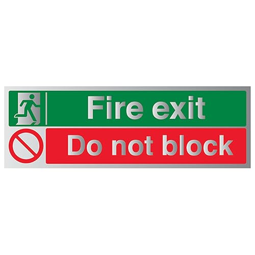 V Safety Fire Exit/Do Not Block 300 x 100 mm - 3mm Brushed... - Maison & Cuisine en promo à 2.80€