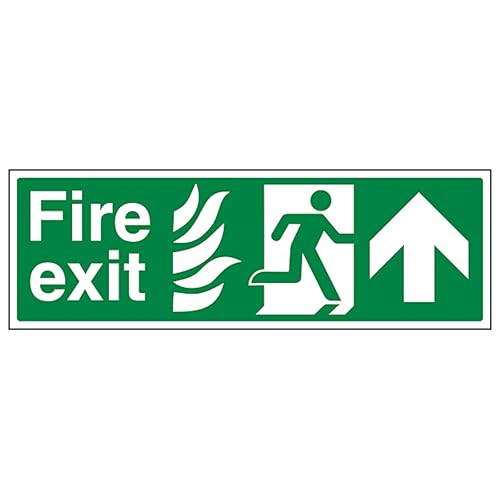 V Safety NHS Fire Exit Arrow Up 450 x 150 mm - 2mm Rigid... - Maison & Cuisine en promo à 2.55€