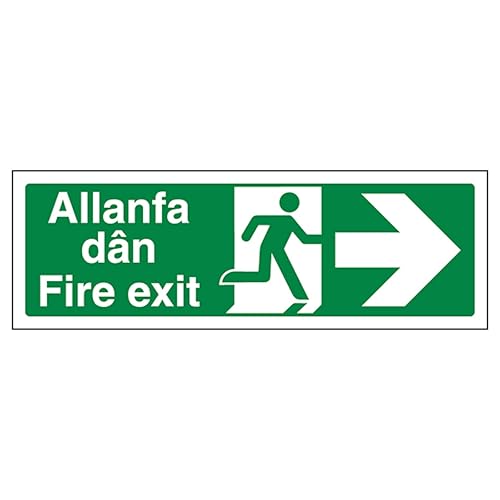 V Safety Welsh/English - Fire Exit Arrow Right 300 x 100 mm... - Maison & Cuisine Amazon Royaume-Uni à 1.85€