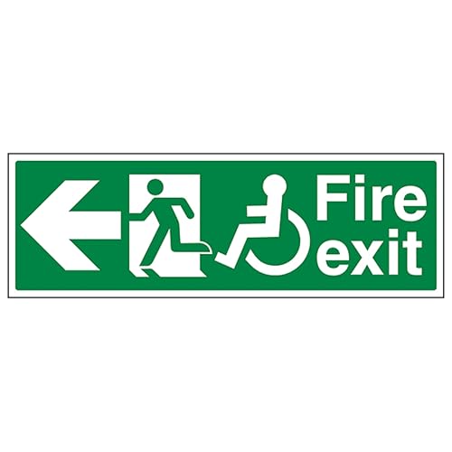 V Safety Wheel Chair Fire Exit with Text Arrow Left 300 x... - Home & Kitchen Amazon UK à 1.99€