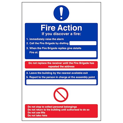 V Safety Fire Action - If You Discover A Fire 200 x 300 mm... - Maison & Cuisine Amazon Royaume-Uni à 2.43€