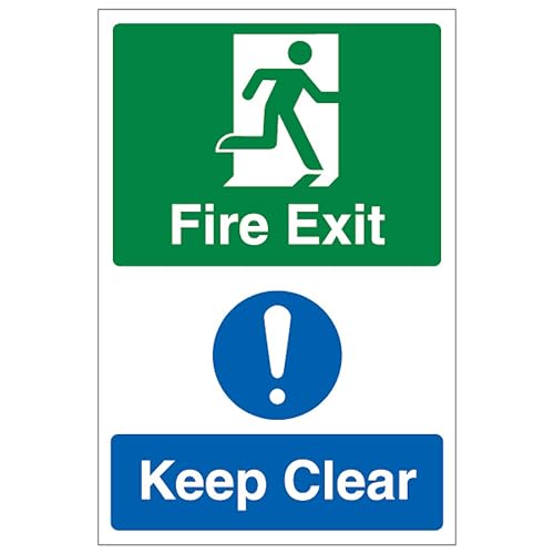 V Safety Fire Exit/Keep Clear - Portrait 200 x 300 mm... - Fournitures Bureau en promo à 1.67€