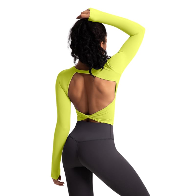 T-shirt de sport à manches longues dos nu pour femme : haut... en promo à 24,48€ (-35%) sur Amazon FR