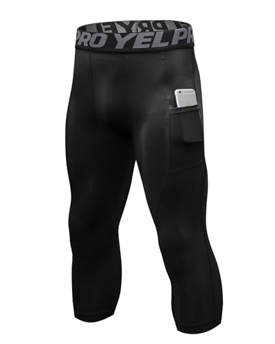 Yuerlian Black 3/4 Compression Leggings for Men Running Gym... - Sports & Fitness Amazon Royaume-Uni à 2.29€