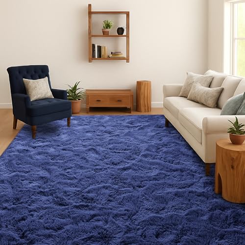 SOANNY Hochflor Wohnzimmer Teppich, Einfarbig Marineblau... - Maison & Cuisine Amazon Allemagne à 18.52€