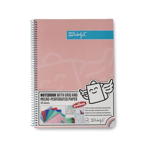 Mr. Wonderful - Cahier rose A4 - Feuilles quadrillées et... - Auto & Moto Amazon France à 3.95€
