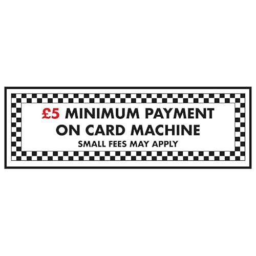 V Safety £5 Minimum Payment On Card Machine 300 x 100 mm... - Home & Kitchen Amazon UK à 2.02€