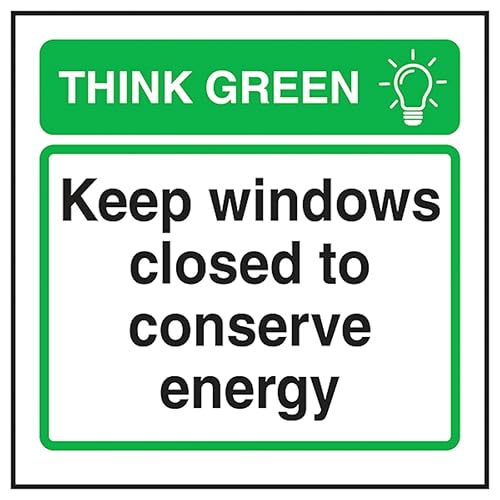 V Safety Think Green Keep All Windows Closed To Conserve... - Maison & Cuisine Amazon Royaume-Uni à 1.40€
