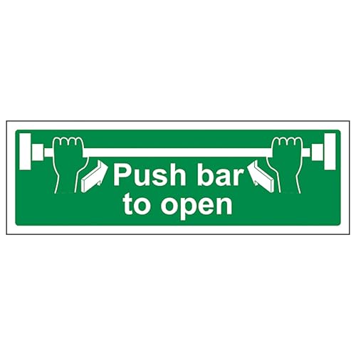 V Safety Push Bar To Open - Landscape 300 x 100 mm - Self... - Maison & Cuisine Amazon Royaume-Uni à 1.49€