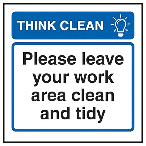 V Safety Think Clean Please Leave Your Work Area Clean and... - Maison & Cuisine Amazon Royaume-Uni à 1.40€
