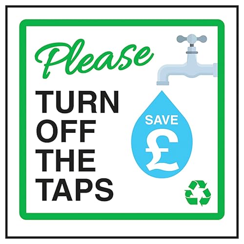 V Safety Please Turn Off The Taps Save £ 100 x 100 mm - 3mm... - Maison & Cuisine Amazon Royaume-Uni à 1.40€