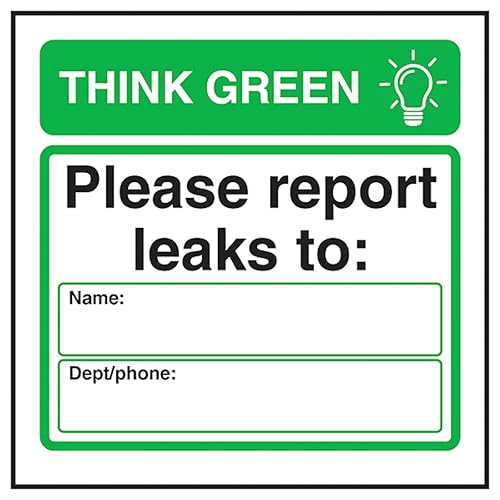 V Safety Think Green Please Report Leaks To: Name […]... - Maison & Cuisine Amazon Royaume-Uni à 1.40€