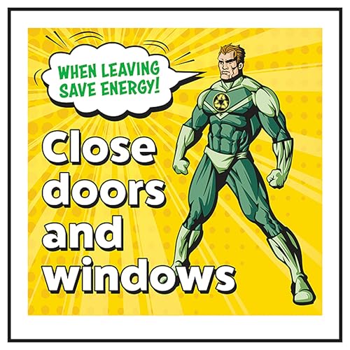 V Safety When Leaving Save Energy! Close Doors and Windows... - Maison & Cuisine Amazon Royaume-Uni à 1.40€