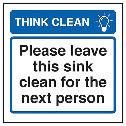 V Safety Think Clean Please Leave This Sink Clean For The... - Maison & Cuisine en promo à 1.40€