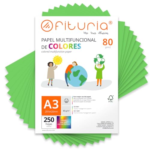 Feuilles de couleur, Pack 250 Feuilles A3 80gr – Papier... - Loisirs Créatifs Amazon France à 23.96€