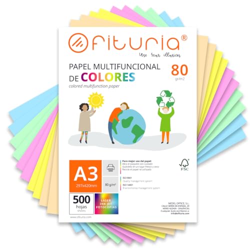 Buntes Papier, 500 Blatt A3 80g – Farbiges Papier für... - Amazon Germany à 21.32€