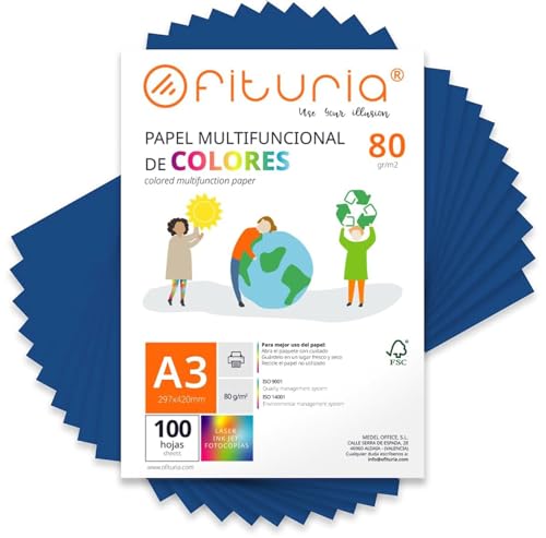 Feuilles de couleur, Pack 100 Feuilles A3 80gr – Papier... - Auto & Moto en promo à 16.38€