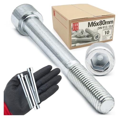 LUN FIX Zylinderkopfschrauben M6 x 80 mm DIN 912 ISO 4762... - Bricolage & Outils en promo à 2.39€