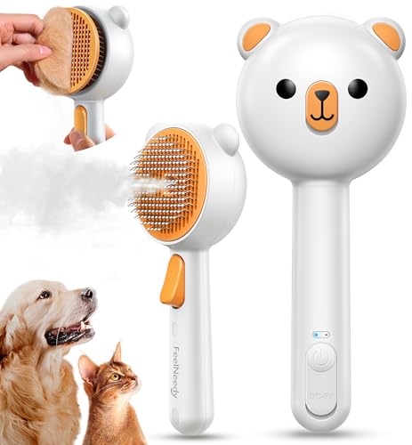 FEELNEEDY Cat Brush with Release Button, Steam Grooming... - Beauté & Parfums en promo à 1.20€