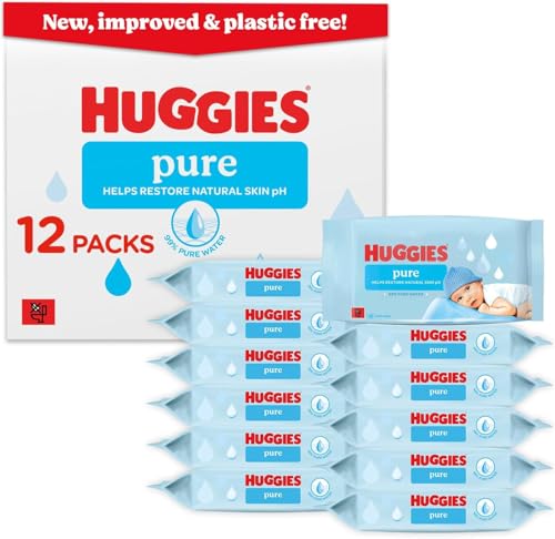 Huggies Pure Plastic Free Baby Wipes - Pack of 12 (576... - Home & Kitchen Amazon UK à 5.00€