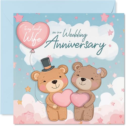 Wife Anniversary Card - Bears & Clouds - Happy Wedding... - Tech & Electronics Amazon UK à 1.91€