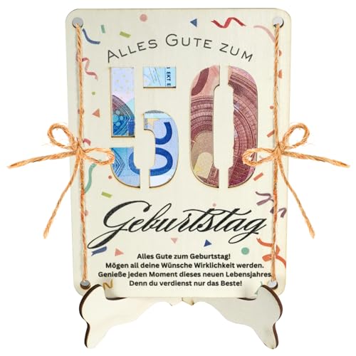 Mason Life Geldgeschenke 50 Geburtstag aus Holz - Karte 50... - Fournitures Bureau en promo à 1.99€