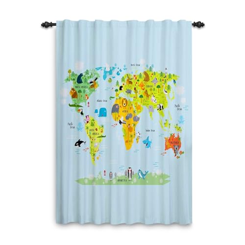 ggaimwf 107x160cm Mapa Aspecto lino Cortina Dibujos... - Maison & Cuisine Amazon Espagne à 17.49€