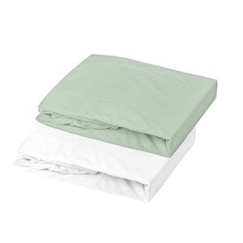 Mon PTIT Dodo Set of 2 Jersey Fitted Sheets White/Green... - Home & Kitchen Amazon UK à 27.85€