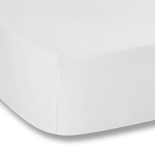 Plain Dyed White Spannbettlaken, 140 x 200 cm - Home & Kitchen Amazon Germany à 11.40€