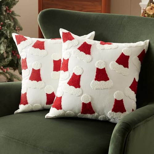 Sonvie Christmas Cushion Covers Set Of 2 with Santa Hats... - Maison & Cuisine en promo à 6.48€