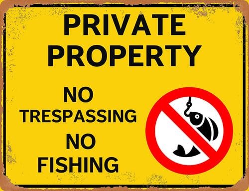 Cartello rustico con scritta "Private Property No Fishing... - Maison & Cuisine en promo à 1.72€