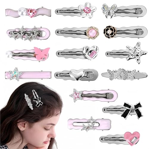 Lot de 16 barrettes à cheveux Y2K argentées antidérapantes... en promo à 7,27€ (-43%) sur Amazon FR