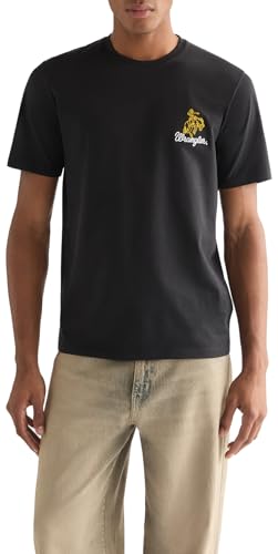 Wrangler Embroidery tee Camiseta, Negro, XL Hombres - Bon plan à 14.00€